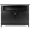 2-Door Dining Buffet, Sideboard Cabinet, Open Storage Shelf, Black Wood