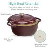 Dutch Oven, 6 Quart Large Maroon Cabernet Red Enamel Cast-Iron  Kitchen Cookware