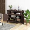 2-Door Dining Buffet, Sideboard Cabinet, Open Storage Shelf, Dark Brown Wood
