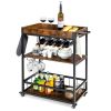 Rolling Wine Rack Bar, Modern Metal & Wood Serving Cart