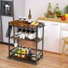 Rolling Wine Rack Bar, Modern Metal & Wood Serving Cart