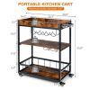 Rolling Wine Rack Bar, Modern Metal & Wood Serving Cart