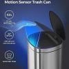 Motion Sensor, 13 gallon Trash Can with Ozone Button,  Stainless Steel