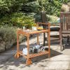 Rolling Serving Cart, Kitchen Island, Solid Wood  with Bottom Shelf