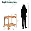Rolling Serving Cart, Kitchen Island, Solid Wood  with Bottom Shelf