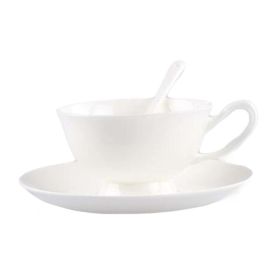 Coffee Cup Set, Cup Saucer Spoon, Ceramic Mugs, White Mug 6.8OZ