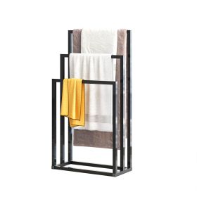 Towel Rack, 3 Tiers, Metal Freestanding, Hand Towel Holder, Organizer for Bathroom Accessories;  Black