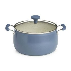 Dutch Oven with Glass Lid, Clean Ceramic, 5 Quart, Non-Stick,  Aluminum  Slate Blue