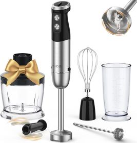 Handheld Blender, 1000W Immersion Hand Blender, Multifunctional 5-in-1 , 12-Speeds, Stainless Steel blender shaft, includes 600ml Mixing Beaker, 5
