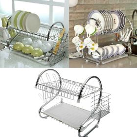 Dish Drying Rack, 2 Tier, Drainer, Stainless Steel, Kitchen Cutlery Holder Shelf
