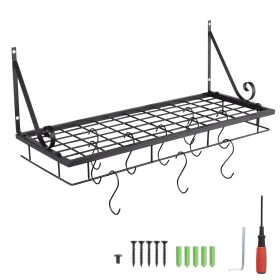 Wall Mounted Pot Rack, 25x10inch, Brackets Up or Down