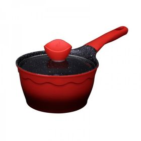 Non-Stick Pan, with lid, 7inch, non-stick milk pan, Maifan stone, healthy non-stick, Chinese red, Amercook Alfita