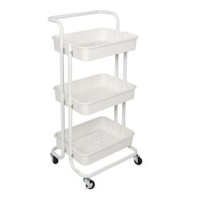 Craft Cart, 3 Tier, Rolling, with Handle, White