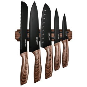 Knife Set, Magnetic Strip & 5 Pcs Kitchen, Magnetic Knife Holder for Wall Stainless Steel Chef Knife