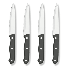 Steak Knives, Set of 4, 4.5-inch, Serrated Steak Knife Set, Ultra Sharp Stainless Steel Triple Rivet Collection