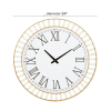 24" White Metal Wall Clock, DecMode  Gold Frame and Radial Beading