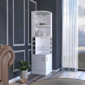 Bar Cabinet , 8 Wine Cubbies, Double Door, White Finish