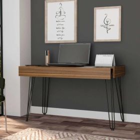 Writing Desk, 1-Drawer, Rectangular, Hairpin Legs, Mahogany