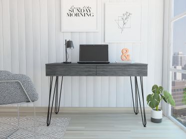 Writing Desk with Hairpin Legs, Canton, 2-Drawer,  Smokey Oak