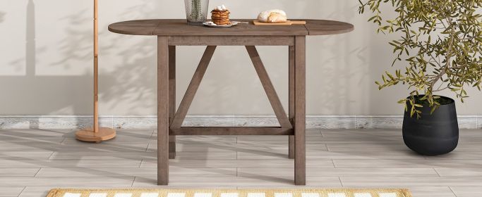 3-Piece Wood Counter Height Drop Leaf Dining Table Set with 2 Upholstered Dining Chairs for Small Place, Brown