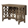 Pub Set Foldable Table with 2 Saddle Stools, TREXM 3-Piece Retro Dining Set, Solid Wood Counter Height, Distressed Brown