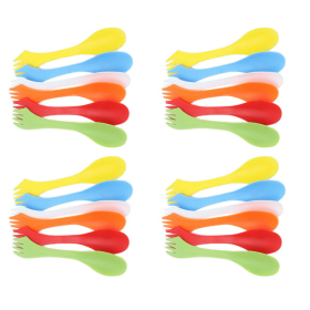 24PCS Plastic Fork Set 3 in 1 Multifunctional Reusable Fork Knife Spoon Set Colorful Utensils Kit Portable Camping Flatware for Picnic Lunch Box