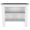 Island and Pantry Cabinet, Meriden,  2-Piece Kitchen Set, White and Onyx