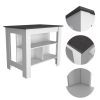 Island and Pantry Cabinet, Meriden,  2-Piece Kitchen Set, White and Onyx