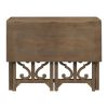 Pub Set Foldable Table with 2 Saddle Stools, TREXM 3-Piece Retro Dining Set, Solid Wood Counter Height, Distressed Brown