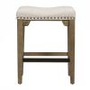 Pub Set Foldable Table with 2 Saddle Stools, TREXM 3-Piece Retro Dining Set, Solid Wood Counter Height, Distressed Brown