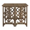 Pub Set Foldable Table with 2 Saddle Stools, TREXM 3-Piece Retro Dining Set, Solid Wood Counter Height, Distressed Brown