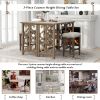 Pub Set Foldable Table with 2 Saddle Stools, TREXM 3-Piece Retro Dining Set, Solid Wood Counter Height, Distressed Brown