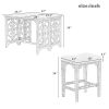 Pub Set Foldable Table with 2 Saddle Stools, TREXM 3-Piece Retro Dining Set, Solid Wood Counter Height, Distressed Brown