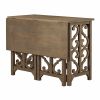 Pub Set Foldable Table with 2 Saddle Stools, TREXM 3-Piece Retro Dining Set, Solid Wood Counter Height, Distressed Brown