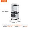 68 oz Glass Jar Blender, Pro. Blender with Shield, Commercial Blenders,  9 Speed & 5 Functions, VEVOR
