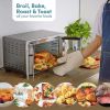 New Double French Door Toaster Oven fits 12" Pizza, Elite Gourmet ETO2530M  Stainless Steel