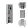 Island and Pantry Cabinet, Meriden,  2-Piece Kitchen Set, White and Onyx