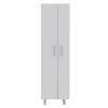 Island and Pantry Cabinet, Meriden,  2-Piece Kitchen Set, White and Onyx