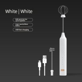 Egg Beater Electric Handheld Rotary Egg Whisk, Coffee Frothing Wand, Cappuccino Frother, Mixer (Color: White)