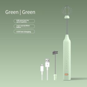 Egg Beater Electric Handheld Rotary Egg Whisk, Coffee Frothing Wand, Cappuccino Frother, Mixer (Color: light green)