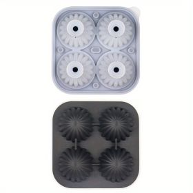 Ice Ball Mold, 1pc, makes 4 - 2.5in Ice Balls, Silicone Ice Tray, Ice Ball Tray With Funnel Integrated (Color: 4 Connect Cactus Ice Trays-Black)