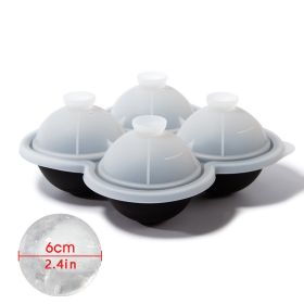 Ice Ball Trays, Large Silicone Ice Cube Molds, 4 Colors, Round Ice Mold; Easy-Release; No Leakage (Color: 4 ice hockey with funnel - black)