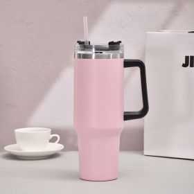 Car Tumbler with handle, 40 OZ., Stainless Steel, Insulated, portable ice cup, Insulated, Reusable, Leakproof (Color: Pink)