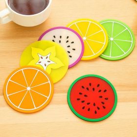 Fruit Shape Coasters, Silicone Cup Pad (Color: Beige)