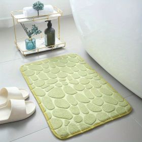 Bath Rug, Non-Slip, Memory Foam with Cobblestone Embossment, Rapid Water Absorption, Washable (Color: Green)