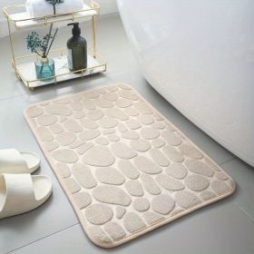 Bath Rug, Non-Slip, Memory Foam with Cobblestone Embossment, Rapid Water Absorption, Washable (Color: Coffee)
