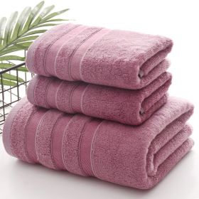 Linen Bath Towel Set 3 Pieces Soft and Absorbent, 100% Cotton 1 Bath Towel 1 Hand Towel 1 Washcloth (Color: Pink)