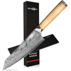 Chef's Knife, 8 Inch , Professional Japanese, 67 lyrs  AUS-10 Damascus Steel, D-Shaped Handle (size: Kiritsuke Knife)