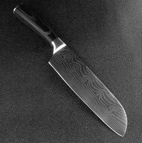 Chef Knife 7in, Carpenter's Special, Metal Accent Brown Wood Handle (Style: 7 inch)