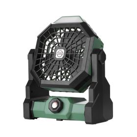 Camping Fan, Rechargeable, 10400mAh Portable Fan with LED Lantern, USB,  Tent Fan with Hook (Color: Green)